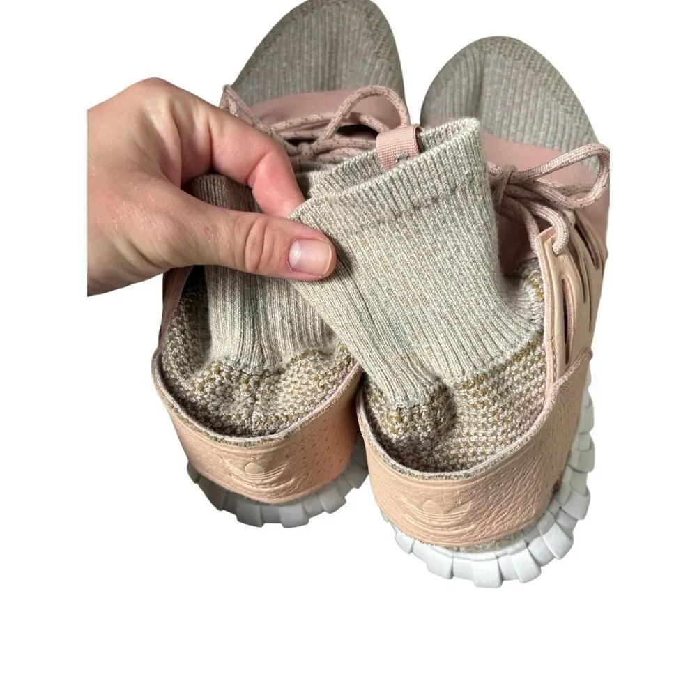 Adidas Tubular Doom Beige Pink Knit Ankle‎ Sock Sneakers 11.5